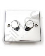 Polished Chrome Dimmer Switch 2 Gang 400W