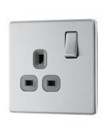BG FBS21G Screwless Flat Plate Stainless Steel Single Switched 13A Socket