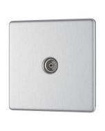 BG FBS60 Screwless Flat Plate Stainless Steel Single Socket TV/FM Co-axial Aerial Connection