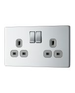 BG FPC22G Screwless Flat Plate Polished Chrome Double Switched 13A Socket