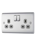 BG NBS22G Stainless Steel Double Switched 13A Socket