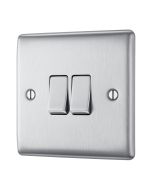 BG NBS42 Stainless Steel Double Switch 10A 2 Way