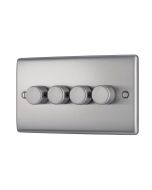 BG NBS84 Stainless Steel Quad Intelligent LED 2 Way Dimmer Switch 