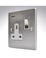 Hamilton 74SS1USBSS-W Stainless Steel Switched Single USB Socket 