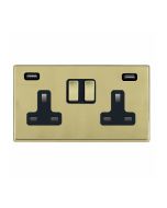 Hamilton 7G21SS2USBULTPB-B G2 Polished Brass 13A double switched socket with dual 2.4A USB-A charger