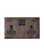 Hamilton 7G2EBSS2USBULTBL-B G2 Etrium Bronze 13A double switched socket with dual 2.4A USB-A charger