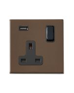 Hamilton 7G2RBSS1USBBL-B G2 Richmond Bronze 13A single switched socket with 2.4A USB charger
