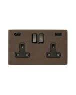 Hamilton 7G2RBSS2USBCBL-B G2 Richmond Bronze 13A double switched socket with 2.4A USB-C & USB-A charger