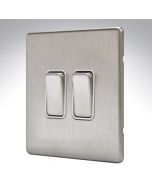 MK K24372BSSW Aspect Brushed Steel 2 Gang Switch 20amp