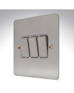 MK K14373BSSW Edge Brushed Steel Switch 3 Gang 10amp