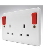 MK K2746D1WHI Double Socket Red Outside Switches