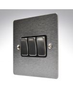 Hamilton 84R23SS-B Stainless Steel 10a 3 Gang Light Switch