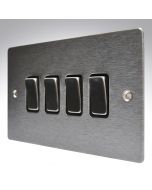 Hamilton 84R24SS-B Stainless Steel 10a 4 Gang Light Switch