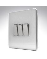 10A Switch 3 Gang 2 Way Brushed Steel