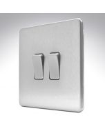 10A Switch 2 Gang 2 Way Brushed Steel