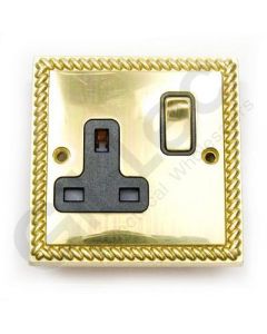 Polished Brass Switched Socket 1 Gang 13A