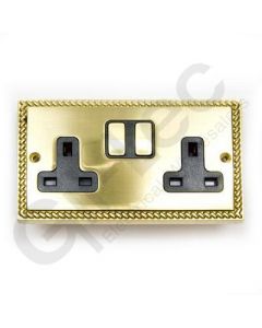 Polished Brass Switched Socket 2 Gang 13A