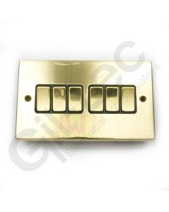 Polished Brass Switch 6 Gang 10A