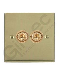 Polished Brass Dolly Switch 2 Gang 10A