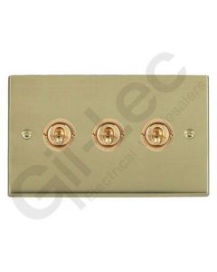 Polished Brass Dolly Switch 3 Gang 10A