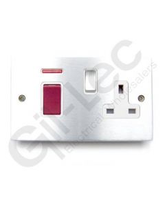 Brushed Chrome 45A Switch + 13a Socket
