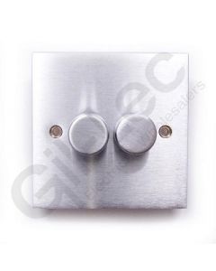 Brushed Chrome Dimmer Switch 2 Gang 400W
