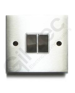 Brushed Chrome Light Switch 2 Gang 10A