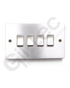Brushed Chrome Light Switch 4 Gang 10A