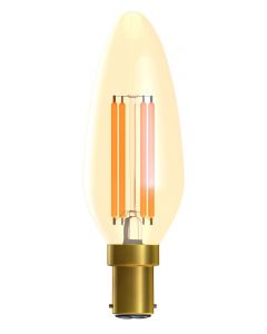 BELL 4W LED Vintage Candle Bulb Dimmable - SBC, Amber, 2000K