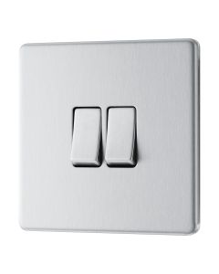 BG FBS42 Screwless Flat Plate Stainless Steel Double Switch 10A 2 Way