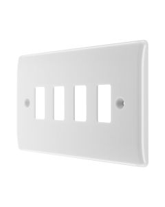 BG R84 4 Gang Double Grid Front Plate White