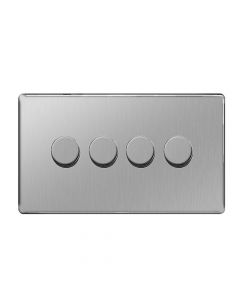 Dimmer 4 Gang 2 Way 200W Brushed Steel