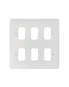Hager Sollysta 6 Gang White Moulded Grid Plate