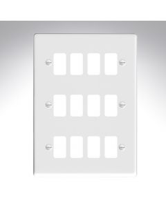 Sheer Gloss White 12 Gang Grid Fix Aperture Plate with Grid