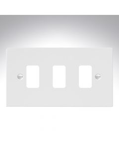 Sheer Gloss White 3 Gang Grid Fix Aperture Plate with Grid