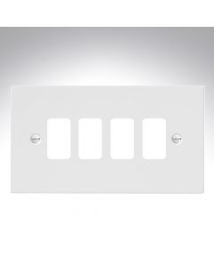 Sheer Gloss White 4 Gang Grid Fix Aperture Plate with Grid