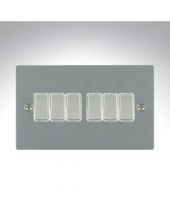 Hamilton 84R26SS-W Stainless Steel 10a 6 Gang Light Switch