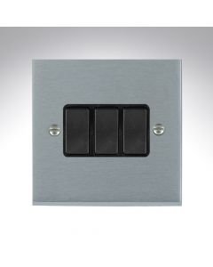 Brushed Chrome Light Switch 3 Gang 10A