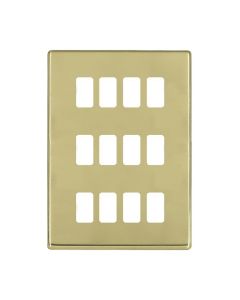 Hamilton 7G2112GFP G2 Polished Brass 12 Gang grid-fix face plate (face plate only)