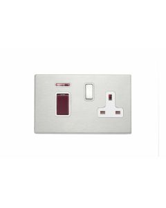 Hamilton Hartland G2 Satin Stainless 45a Double Pole Cooker Switch & Socket with Neon 
