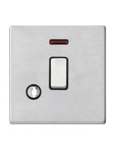 Hamilton Hartland G2 Satin Stainless 20a Double Pole Switch with Neon & Cable Outlet