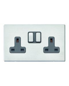 Hamilton 7G24SS2SS-QG G2 Satin Steel 13A double switched socket