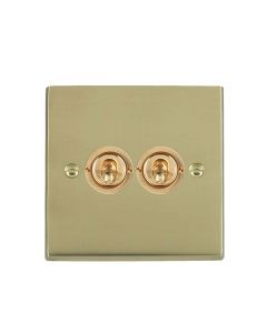 Hamilton 92T22 Polished Brass Dolly Switch 2 Gang 10A