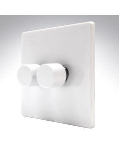 Hartland CFX White Push LED Dimmer 2 Gang 2 Way 100W
