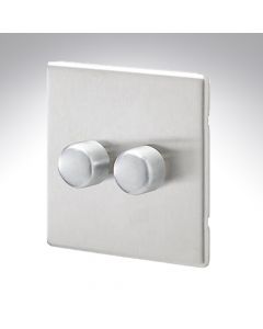 MK Aspect Brushed Steel Dimmer Switch 2 Gang