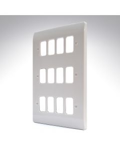 MK Grid 12 Module White Plastic Frontplate