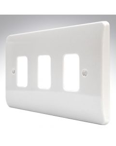 MK Grid 3 Module White Plastic Frontplate