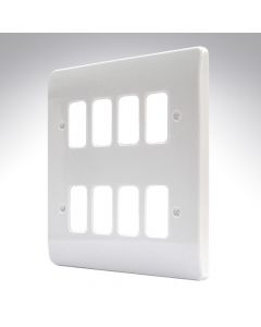 MK Grid 8 Module White Plastic Frontplate