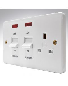 MK K5041WHI Surface 45a DP Switch + 13a Socket + Neons