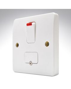 MK K370WHI Switched Spur + Neon + Base Outlet - Deep Plate